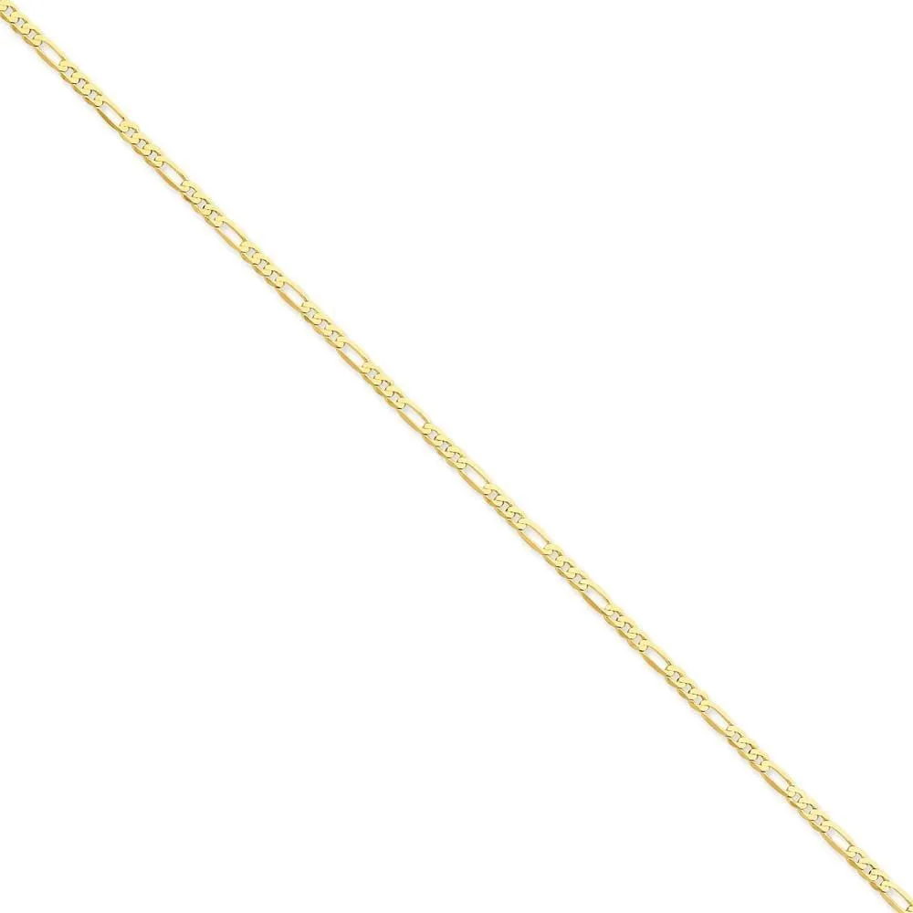 14k Yellow Gold 2.75-mm Flat Solid Figaro Chain