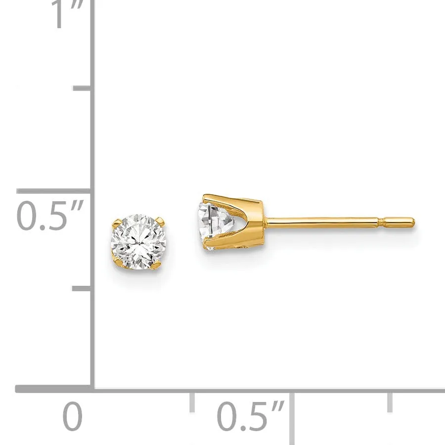 14k Yellow Gold Cubic Zirconia Stud Earrings