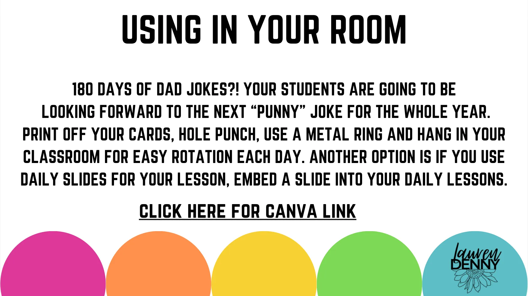 180 Days of Dad Jokes | Bell Ringers | Slideshow PPT Canva
