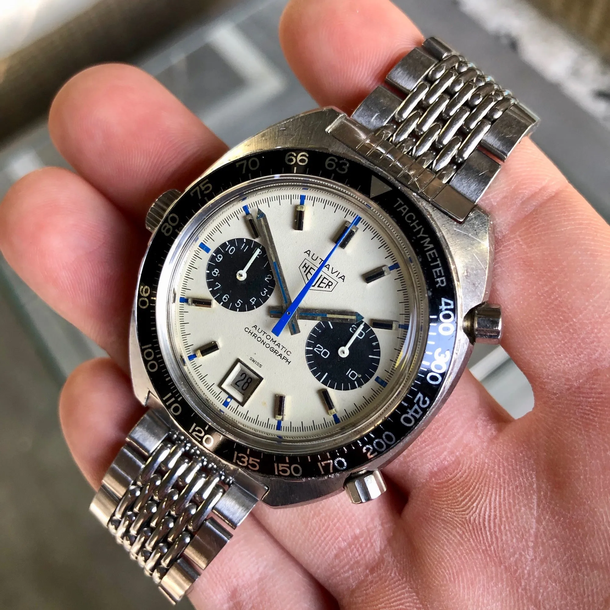 1972 Heuer Autavia 1163 Jo Siffert Mk. 6 Steel Chronograph Cal. 11 Wristwatch