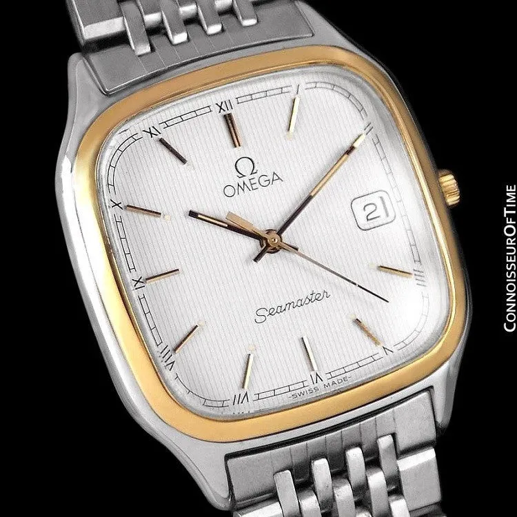 1985 Omega Seamaster Brest Vintage Mens Retro Quartz Watch - Stainless Steel & 18K Gold Plated