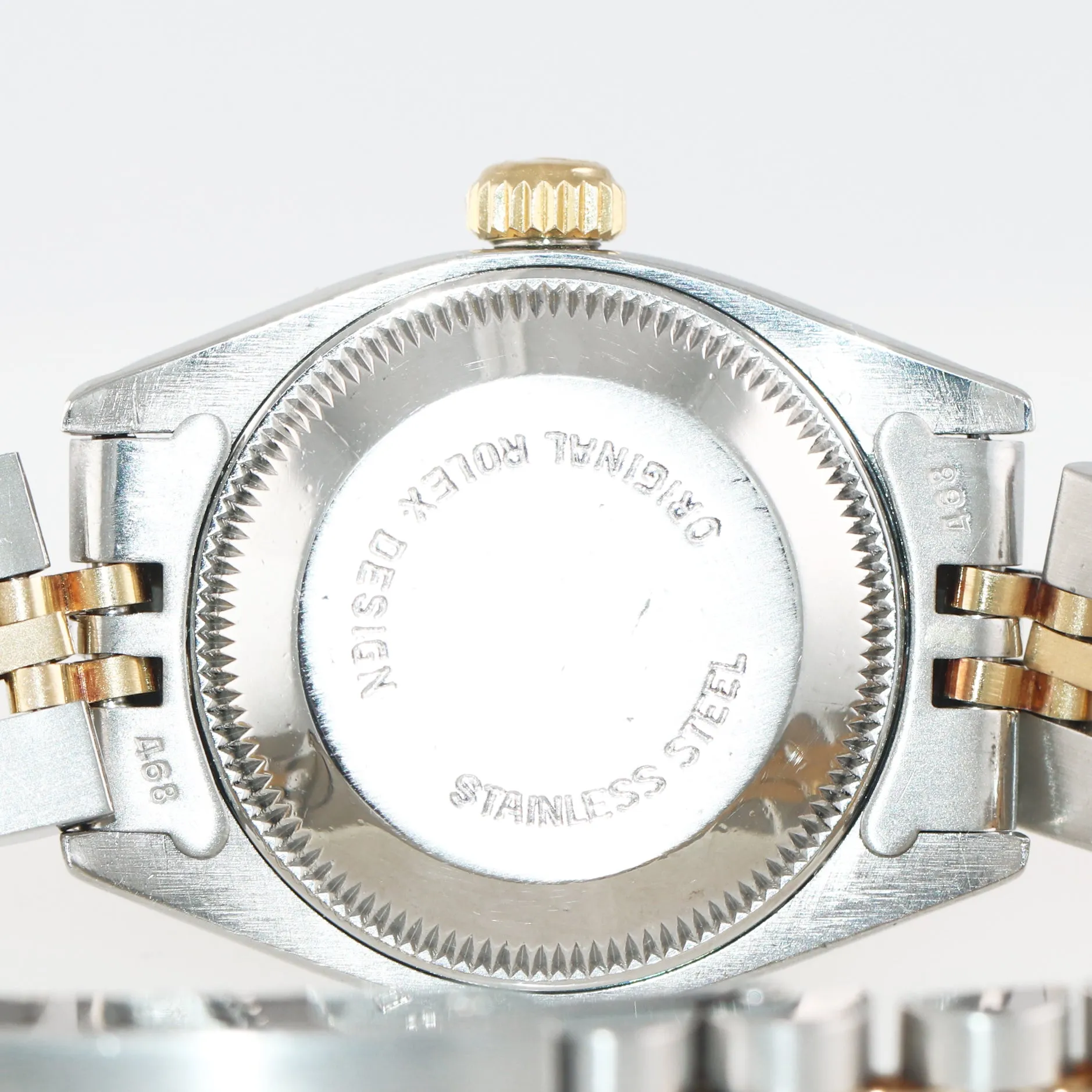 2019 Service Ladies Rolex 26mm 6917 Two Tone Gold Steel Blue Stick Dial Watch