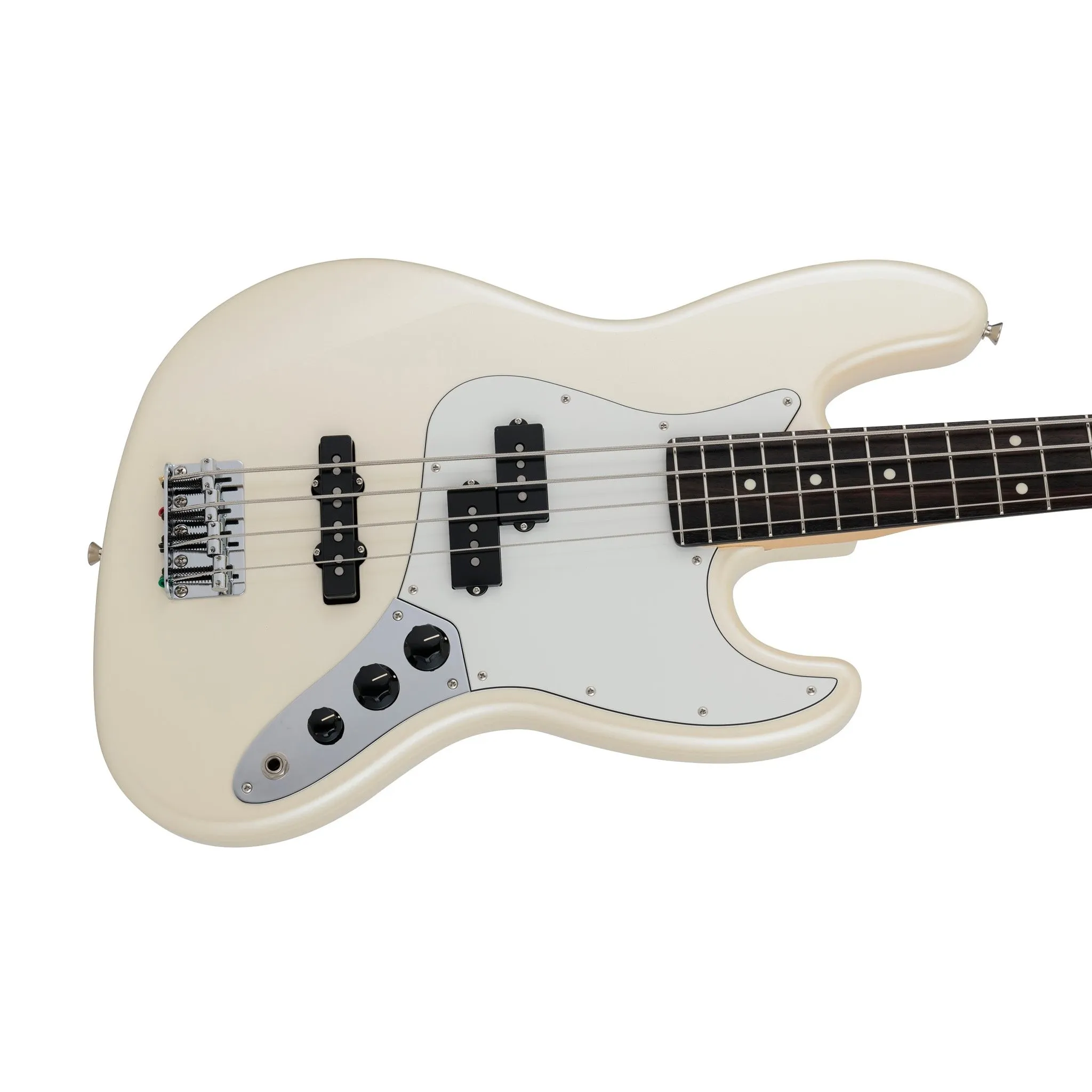 Fender Japan Hybrid II Jazz Bass PJ Guitar, RW FB, Olympic Pearl