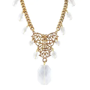 Gold baroque quartz necklace