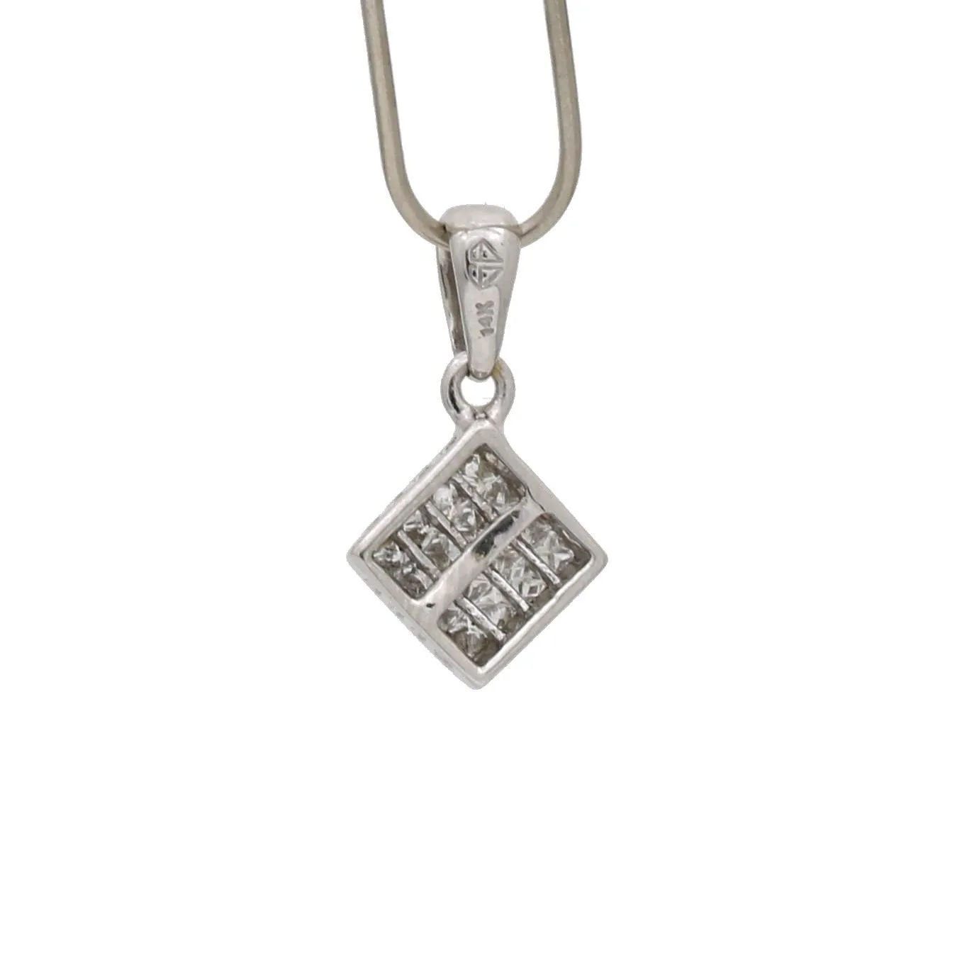 Invisible Set Tiny Diamond Charm Pendant in 14k White Gold