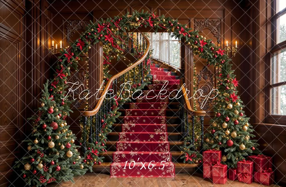 Kate Christmas Tree Vintage Stairs Backdrop Designed by Emetselch