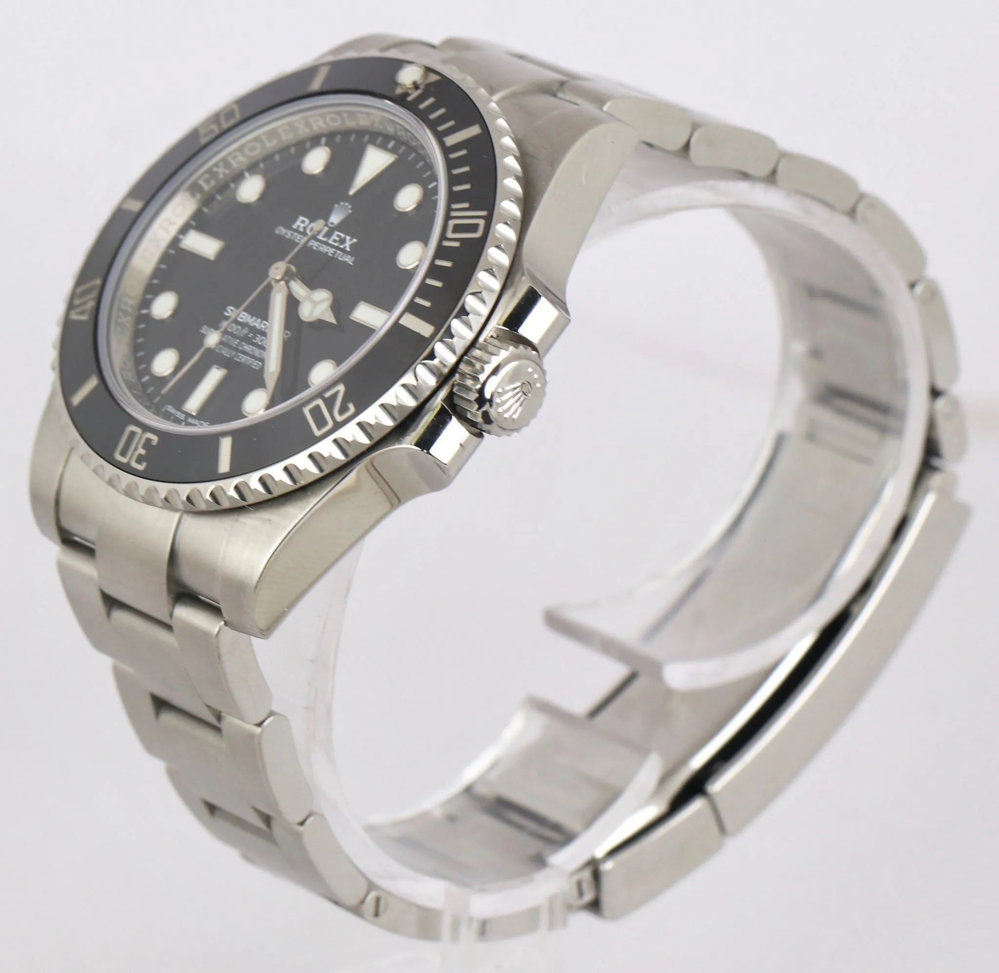 MINT 2015 Rolex Submariner No-Date Stainless Black Ceramic 40mm 114060 Watch
