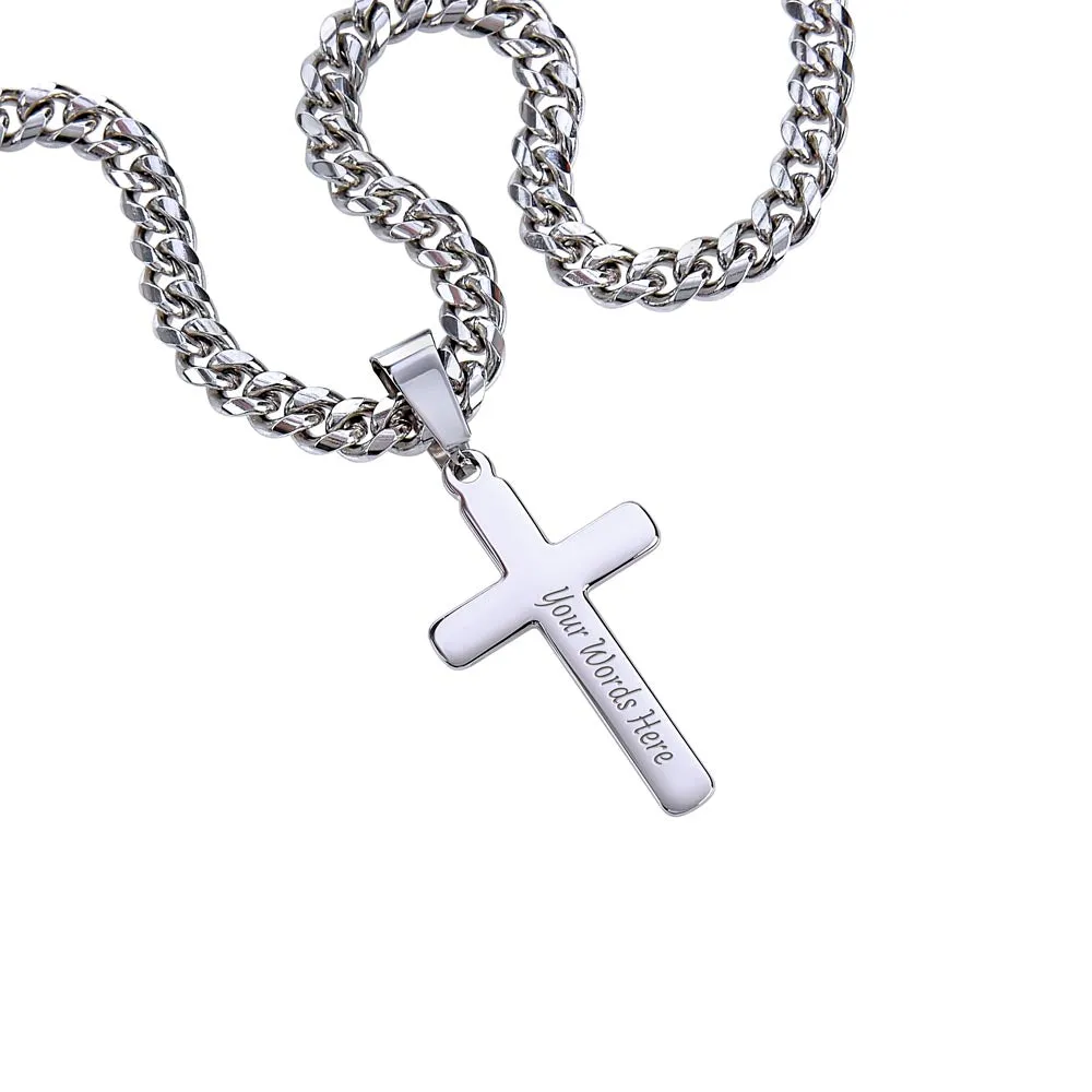 Miscarriage Gift for Dad, Loss of Baby Cross with Cuban Chain for Daddy, Infant Loss Keepsake, Stillborn Memorial Present