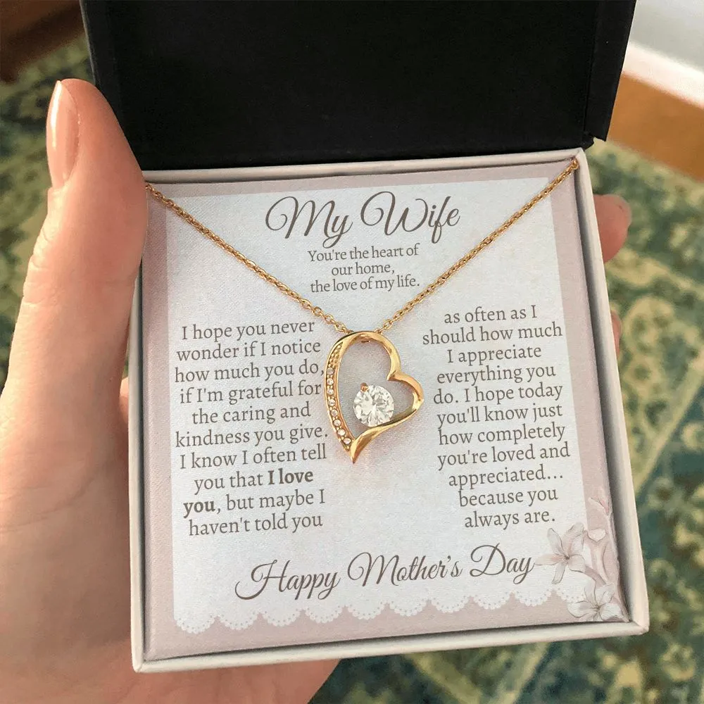 My Wife, The Heart of Our Home Mother's Day Necklace
