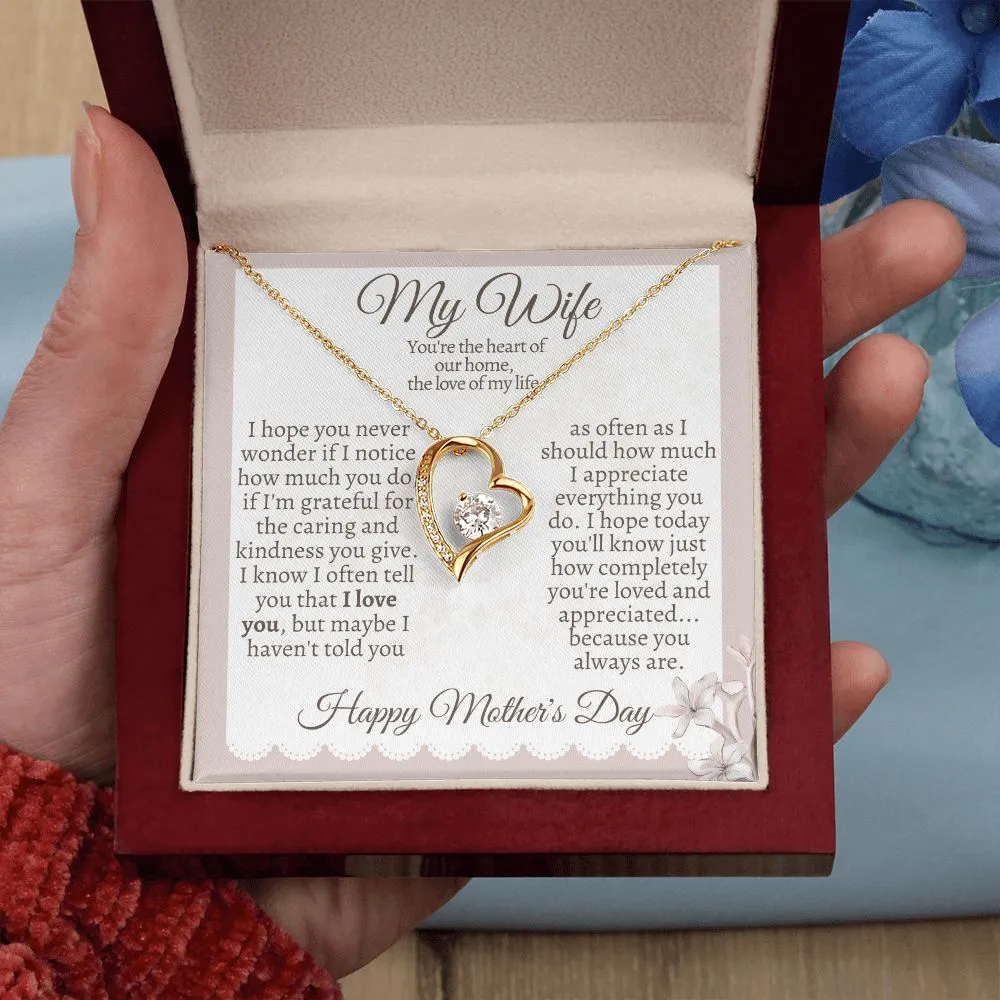 My Wife, The Heart of Our Home Mother's Day Necklace
