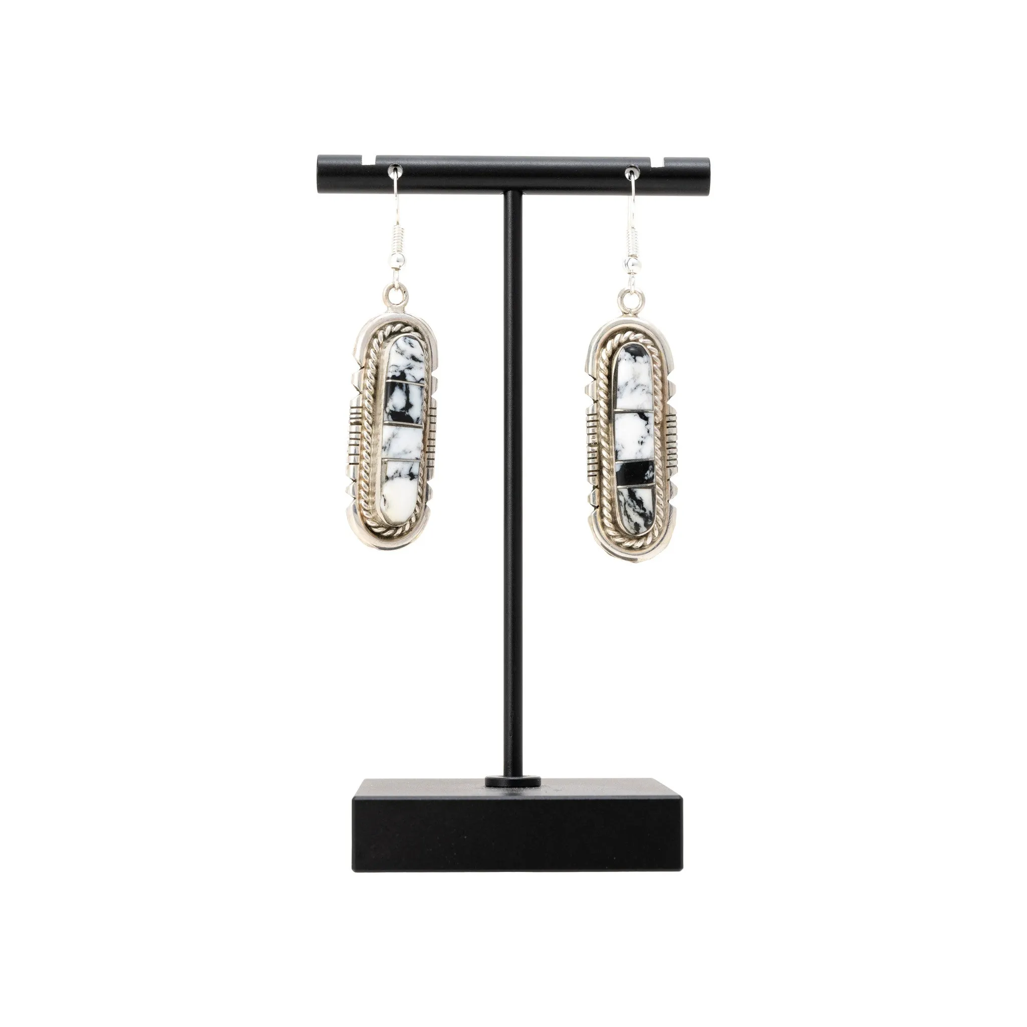 Navajo White Buffalo Turquoise Earrings