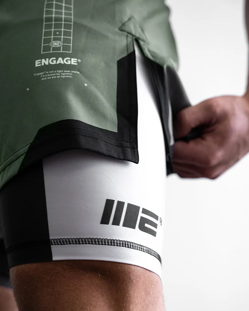 Olive Graph 2-in-1 Hybrid Shorts