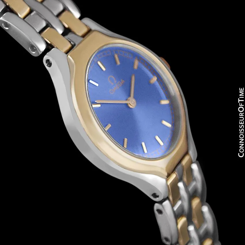 Omega Symbol Ladies Two-Tone Dress Watch - Stainless Steel & Solid 18K Gold