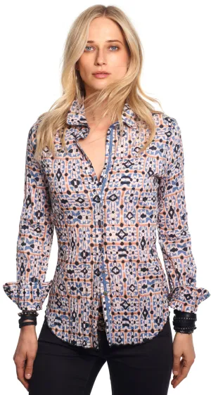 QUARTZ TILE VINTAGE BLUE BUTTON DOWN SHIRT