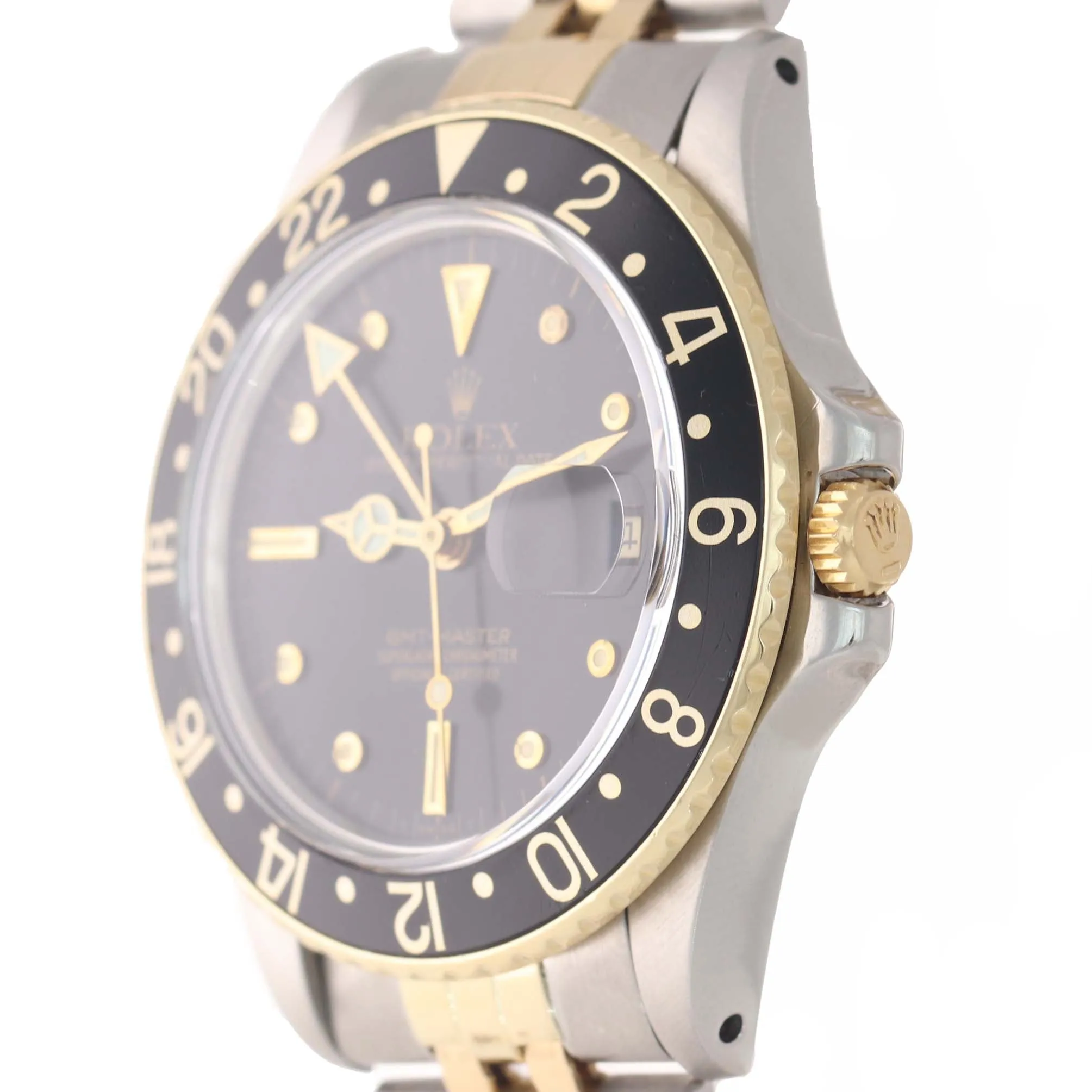 Rolex GMT-Master 16753 Jubilee Two-Tone Black Nipple Dial Gold Bezel Steel Watch