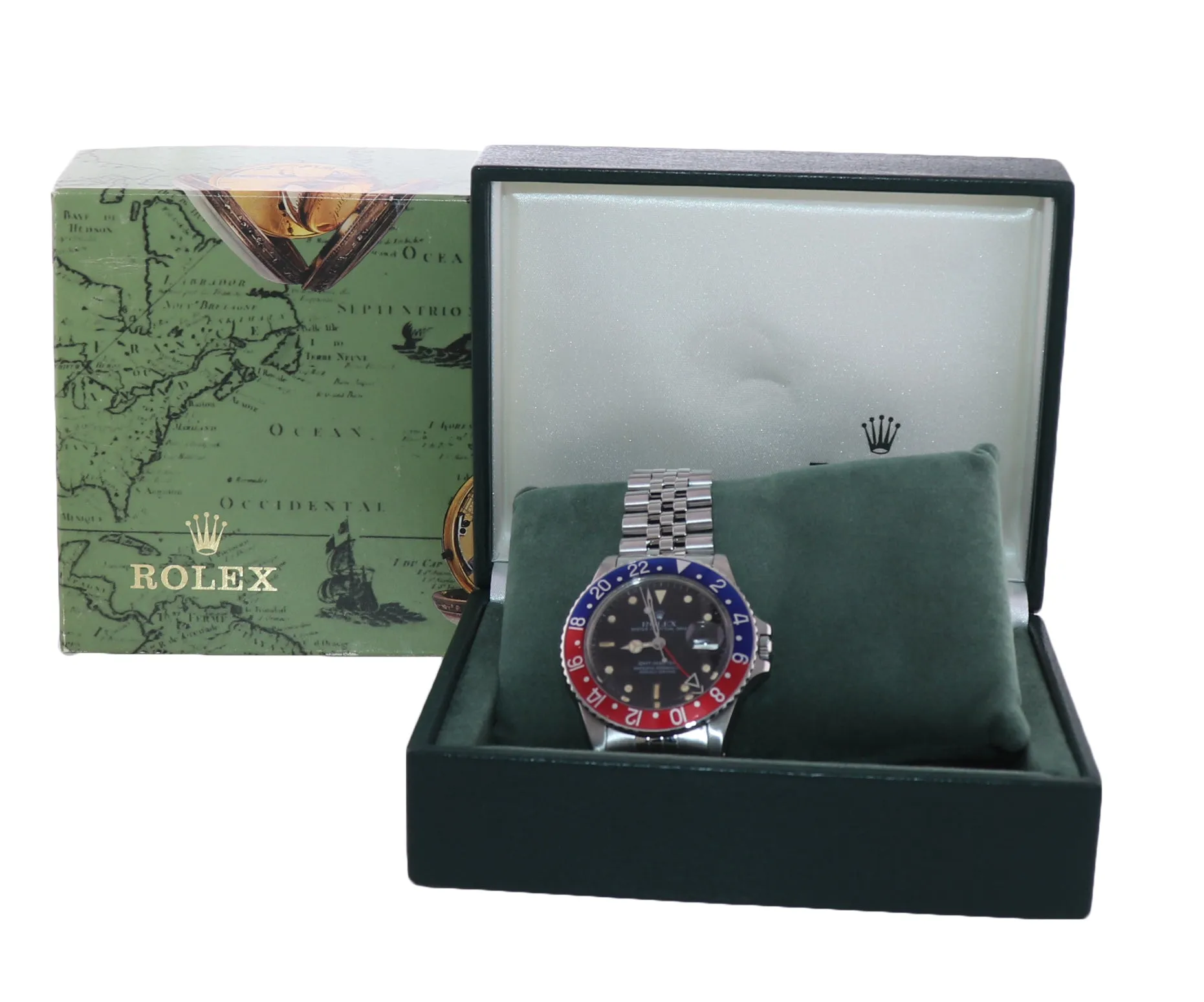 Rolex GMT-Master Pepsi Blue Red Steel Matte Jubilee 16750 40mm Watch Box