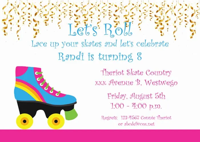 ROLLER SKATES CUSTOM INVITATION