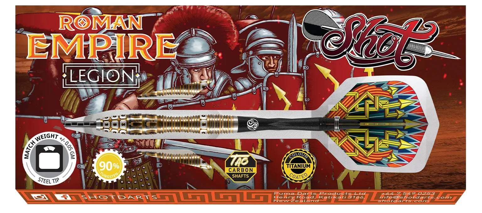 Roman Empire Legion Steel Tip Dart Set-90% Tungsten Barrels