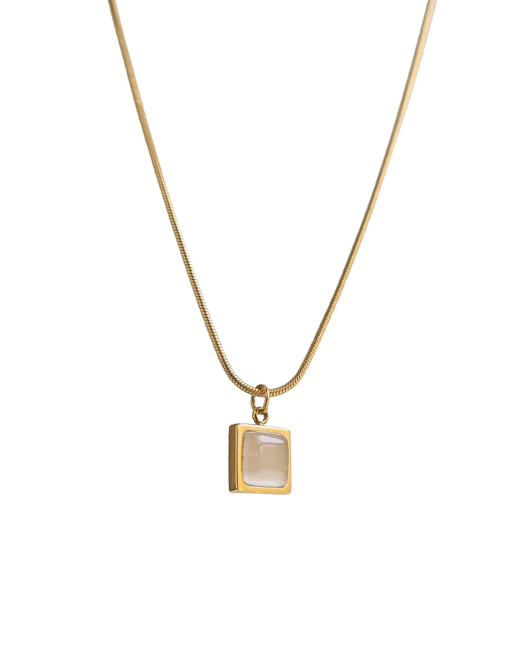 Square Clear Quartz Necklace