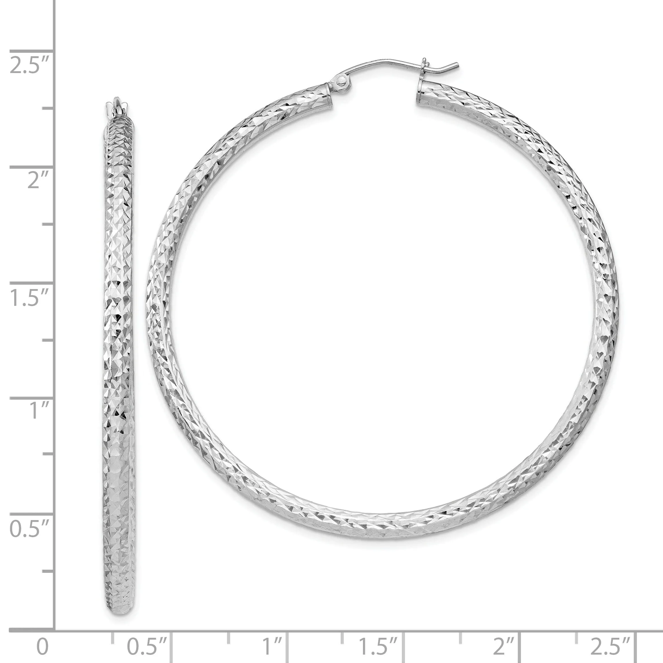 Sterling Silver Rhodium D.C Hinged Hoop Earring