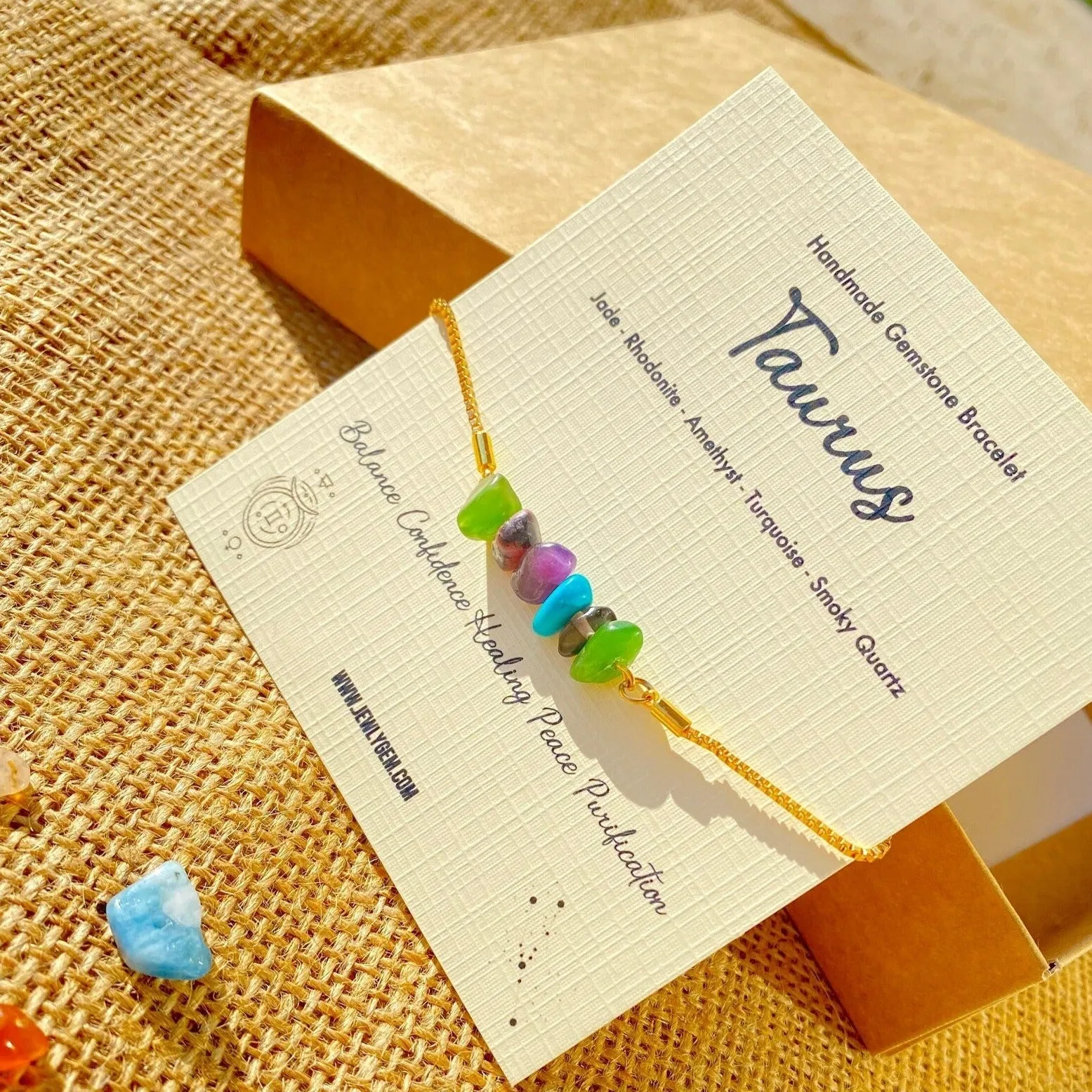Taurus Zodiac Gemstone Bracelet