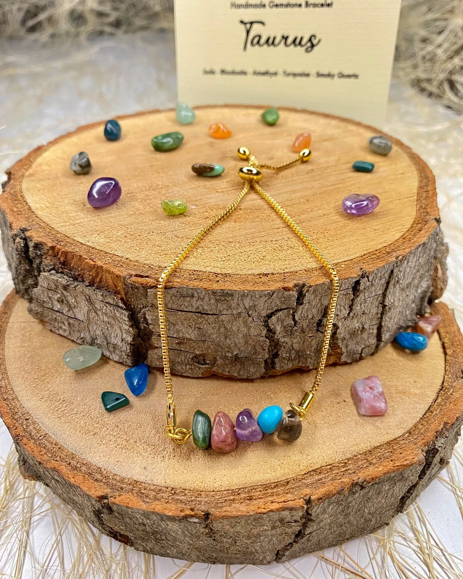 Taurus Zodiac Gemstone Bracelet