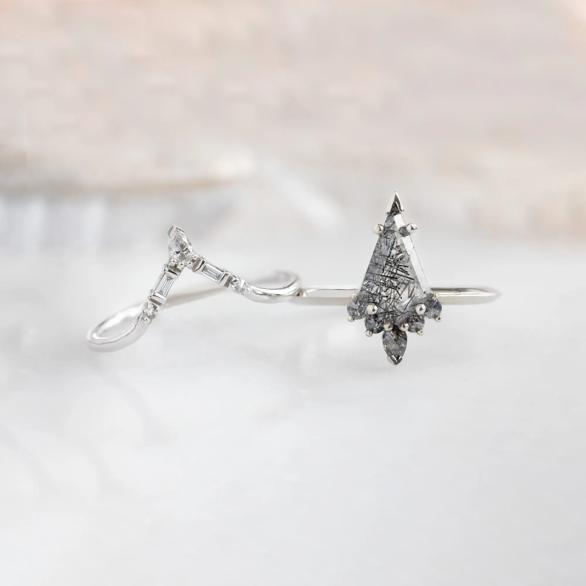The Aster Ring | 1.09ct Kite Tourmaline in Quartz in 14K White Gold