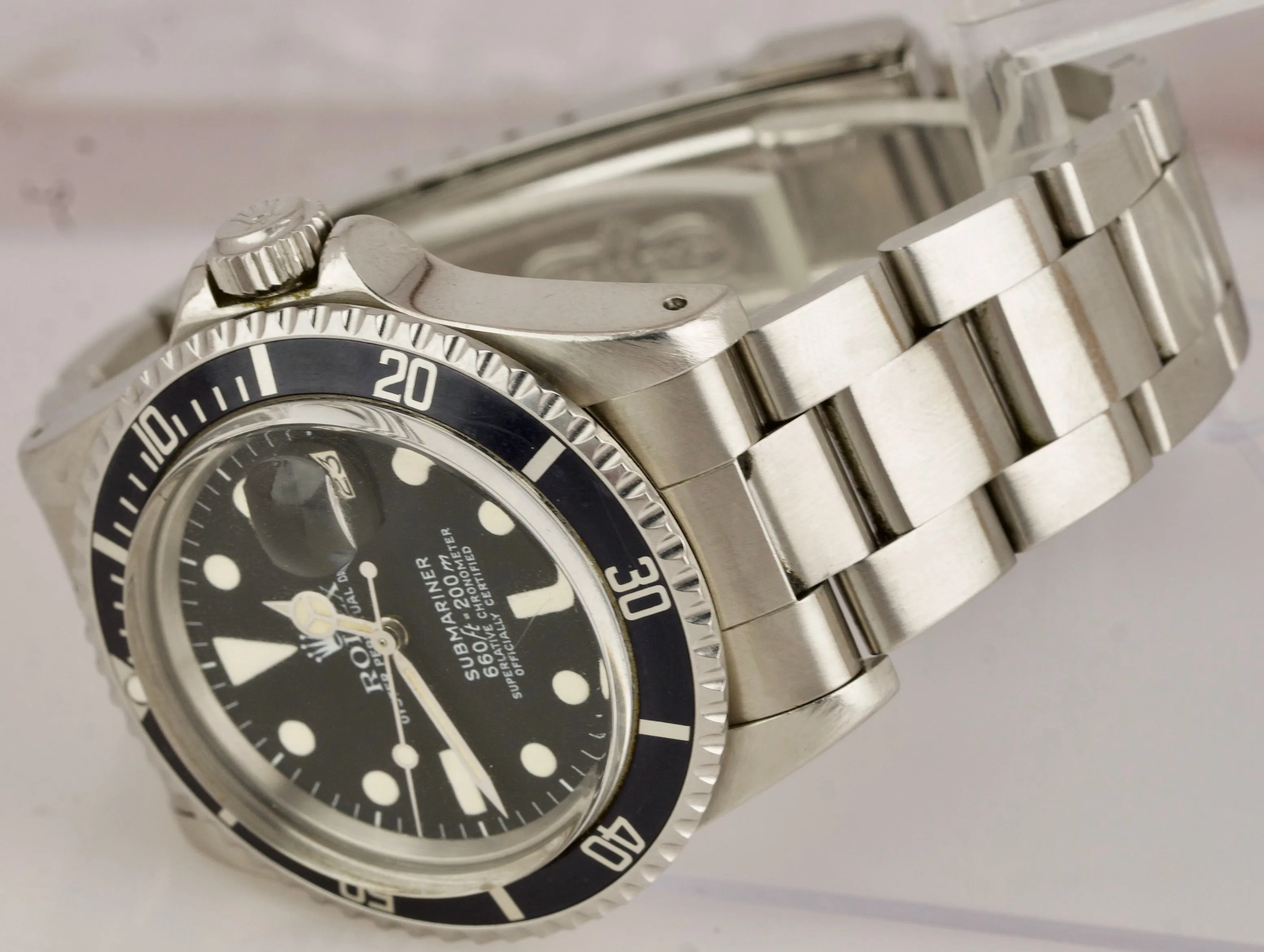 Vintage 1979 Rolex Submariner Date CREAM PATINA 6.1x 1680 Matte Black Dive Watch