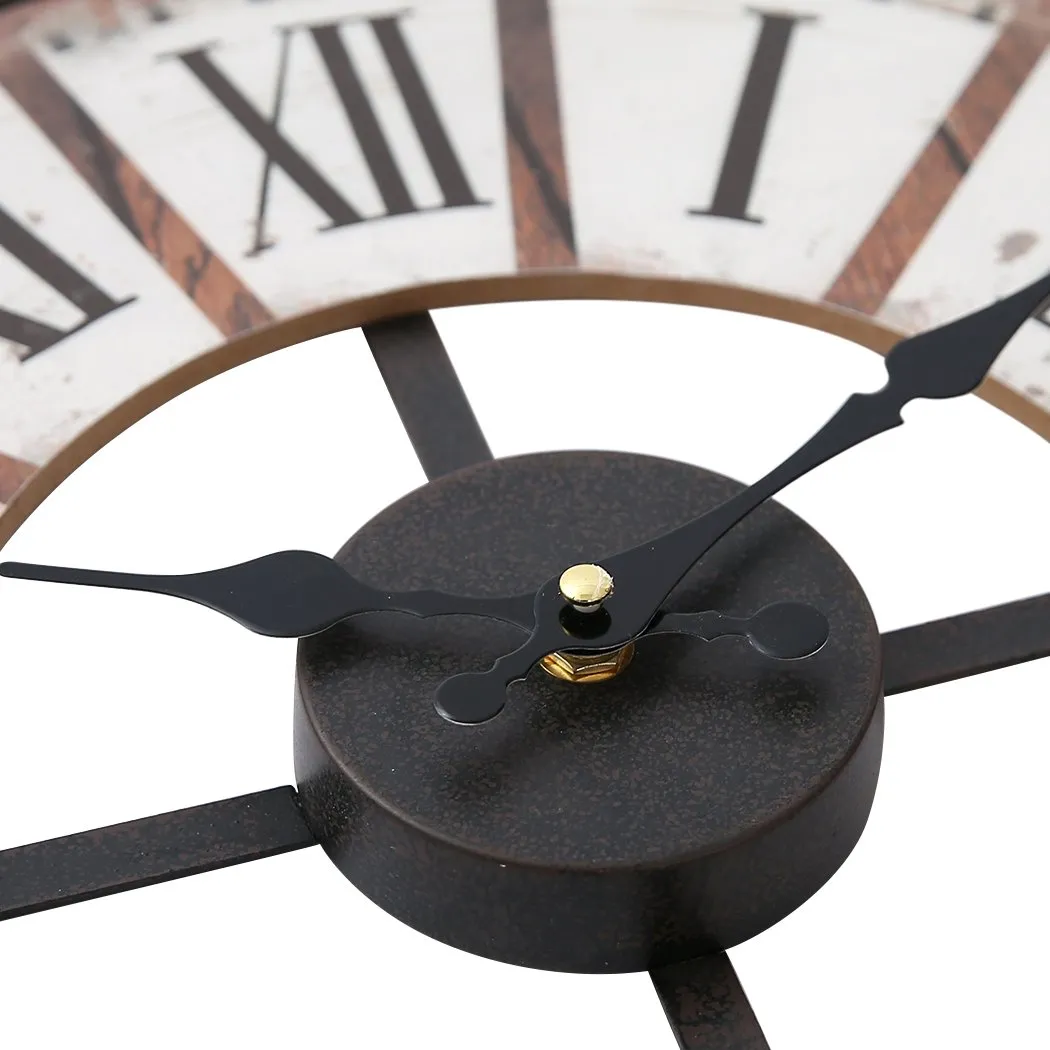 Vintage Chic Wooden Shabby Large Wall Clock Art Round Oversized Digital French
